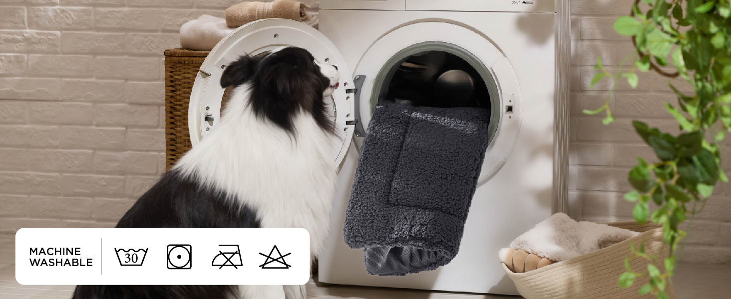 Килимок для собак середніх порід BEDSURE - 89x56 см, сірий, з густою піною та Sherpa-плюшем, легко миється