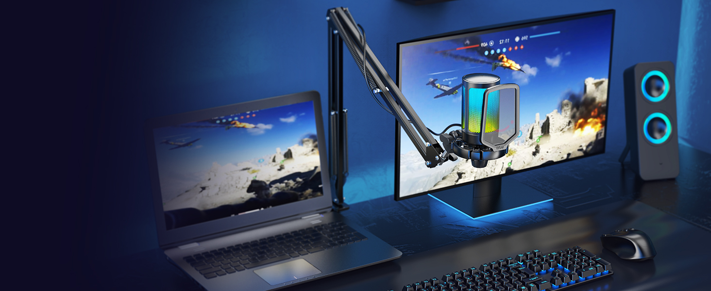 Мікрофон FIFINE для геймінгу та запису: USB-мікрофон з кріпленням для ПК, Mac, PS4, PS5 (чорний)