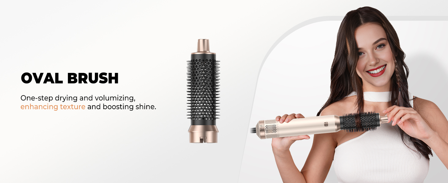 Набір для укладки волосся 5 в 1: фен, плойка, брашинг, термощітка, для створення об'єму, локонів та випрямлення. Золотий колір