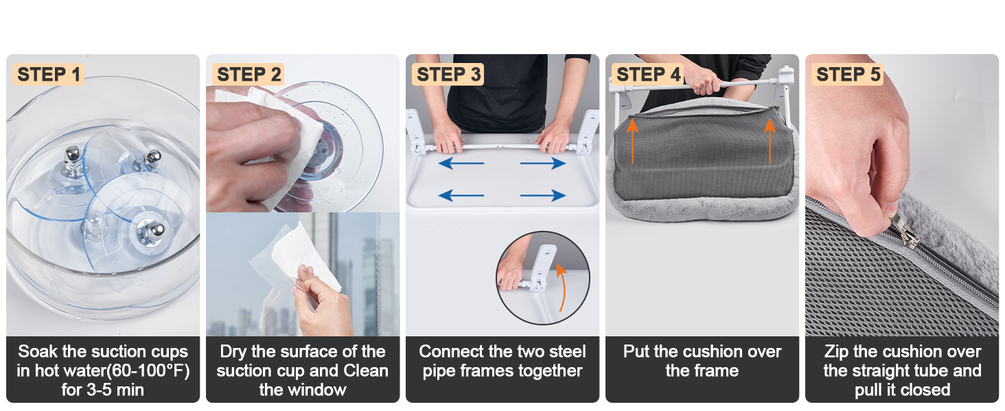 Кішка ліжко на стіл Odoland - 360° обертання та регулювання висоти, м'яка гамак для котів з 2 знімними чохлами, місце для сну для дому/офісу - підходить для цілорічного використання (сірий), для лежання на підвіконі