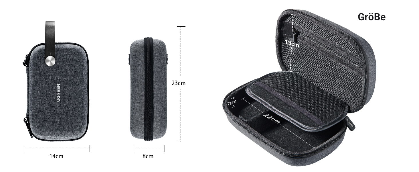 Організатор для електроніки UGREEN: водонепроникний кейс для кабелів, зарядних, power bank та аксесуарів (23 x 14 x 8 см)