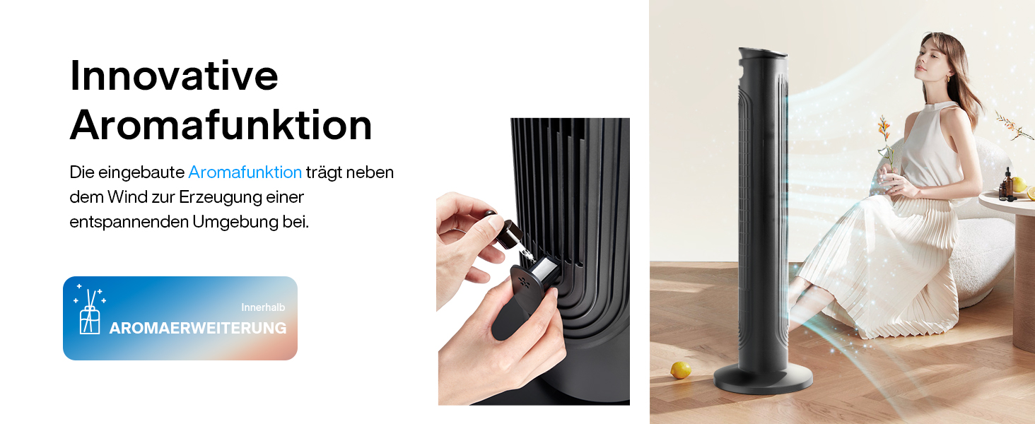 Турбовентилятор Pelonis Leiser - чорний, 106 см, 4.2 м/с, з пультом ДУ, 9-годинний таймер, 4 режими, 5 швидкостей, SMART-режим, LED-дисплей для спальні/офісу