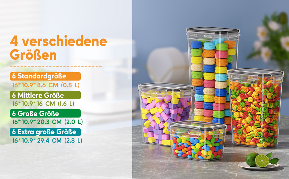 Набори контейнерів для зберігання продуктів з кришкою, 24 шт. Герметичні контейнери для меду, цукру, круп. З ручкою та етикетками