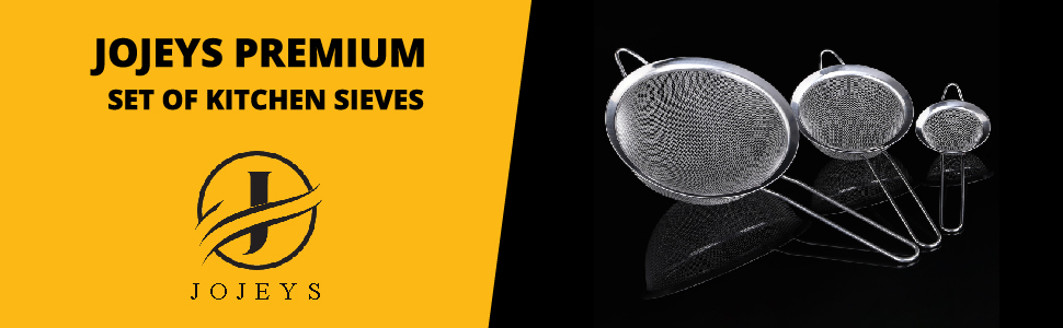 Набір сит Jojeys 8, 14, 20 см – сито з нержавіючої сталі, для приготування їжі, випічки, миття в посудомийній машині