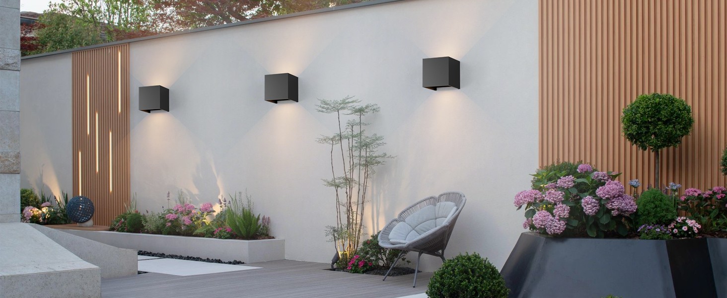 LED вуличне освітлення Klighten, 2 шт., 7W, регульований світловий потік, тепле біле світло, IP65, вологостійке, чорний колір