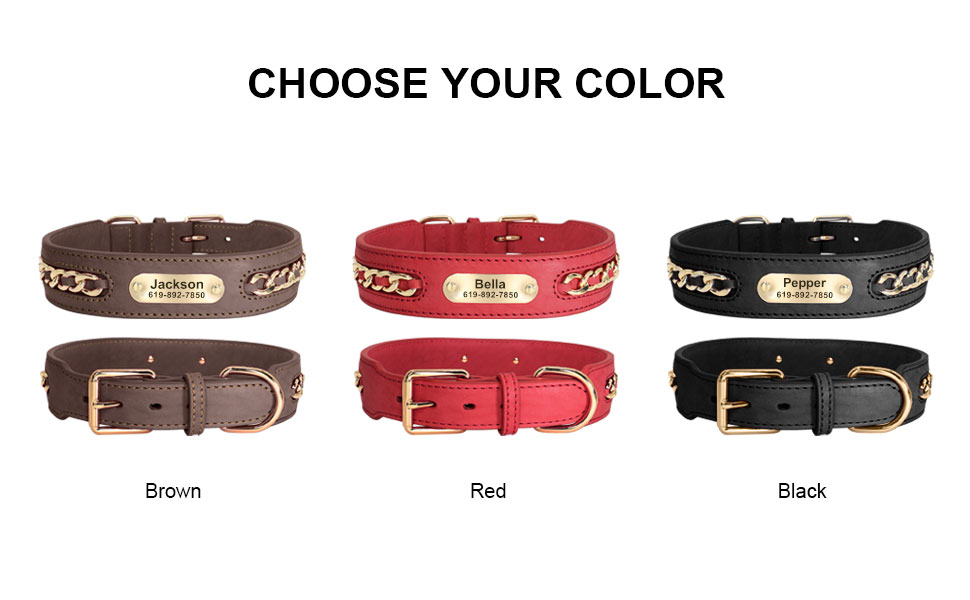 Стильний шкіряний нашийник для собак Didog: чорний, регульований, з гравіюванням, L (17.0-20.0 см)