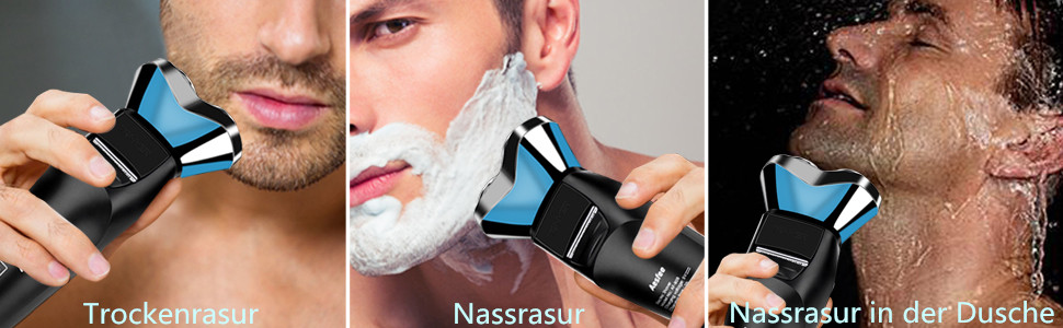 Електричний чоловічий бритва Rotations, вологостійкий IPX7, з прецизійним тримером та функцією блокування для подорожей