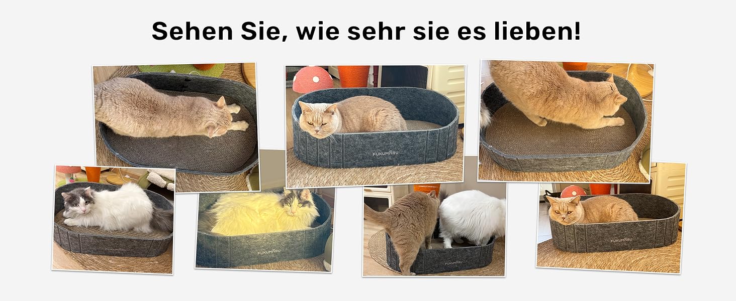 Кразбокс для котів FUKUMARU: диван з картону та фетру, 61 см, сірий