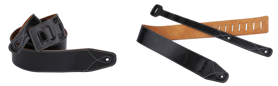 Гітарний ремінь Rayzm з натуральної шкіри та замші, 6,5 см, регульована довжина 108-140 см (Акустика, Електрогітара, Бас)