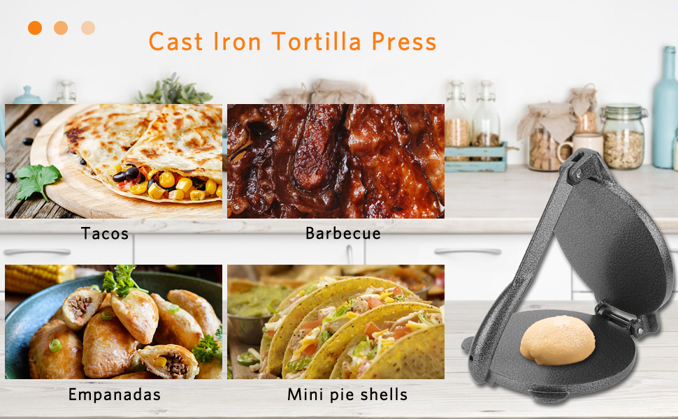 Пресс для тортилій та роті, 16.5 см, алюмінієвий, для тортилій, роті, кесадільї, бурріто, емпінад, з ручним притисканням