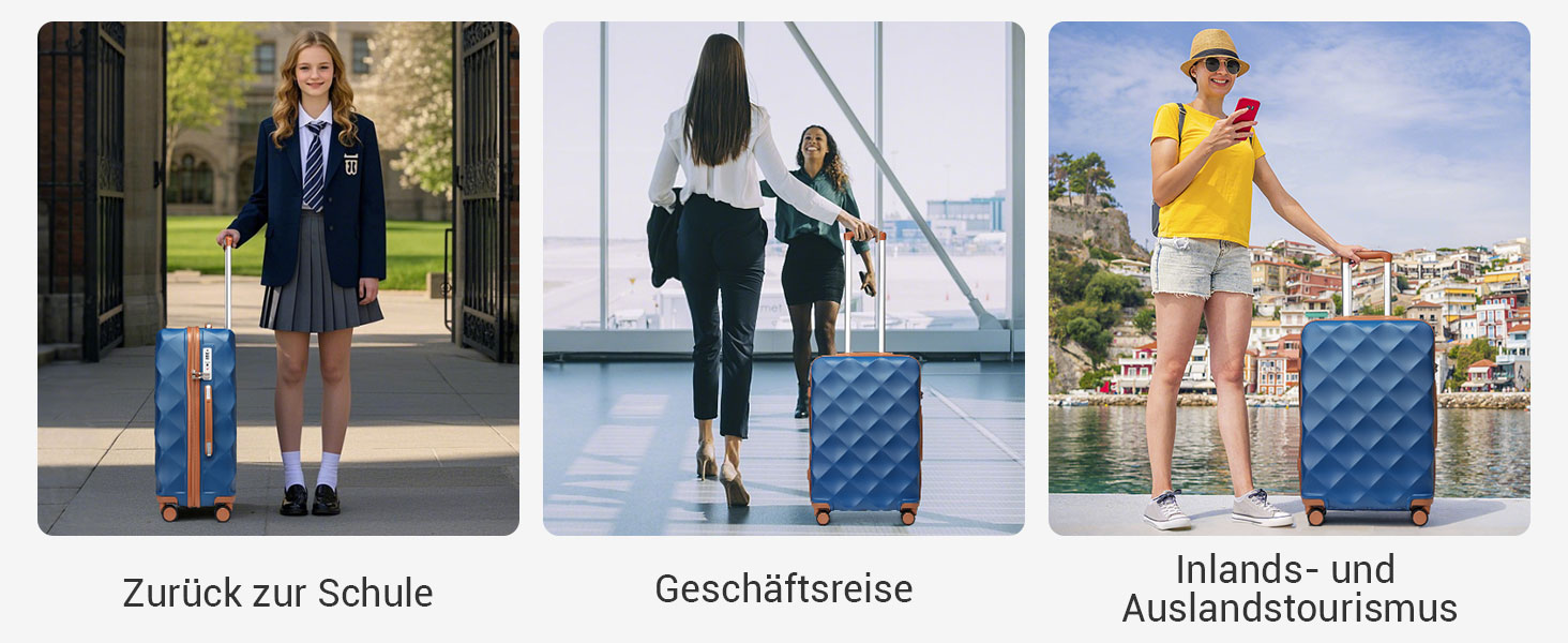 Чемодан ручної поклажі British Traveller 54x36.5x21.5 см з косметичкою, ABS+PC, блакитний