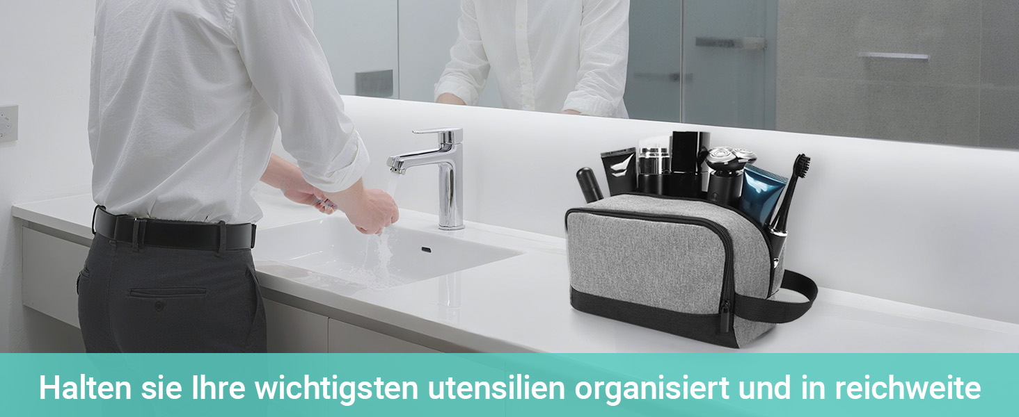 Чоловічий дорожній набір Elviros: органайзер для туалетних аксесуарів, кульки для гоління, сірий