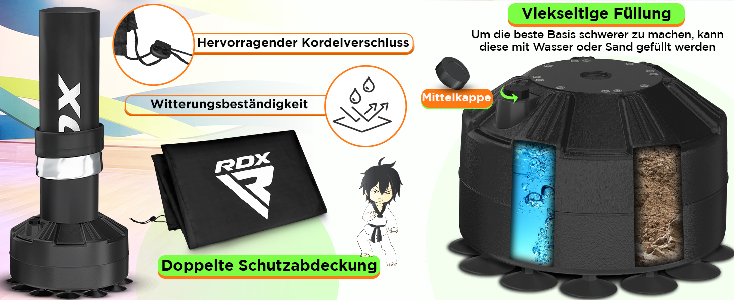 Дитячий боксерський мішок RDX 4ft з підставкою, рукавички для тренувань, MMA, кікбоксинг, бокс, бойові мистецтва, муай-тай, червоний