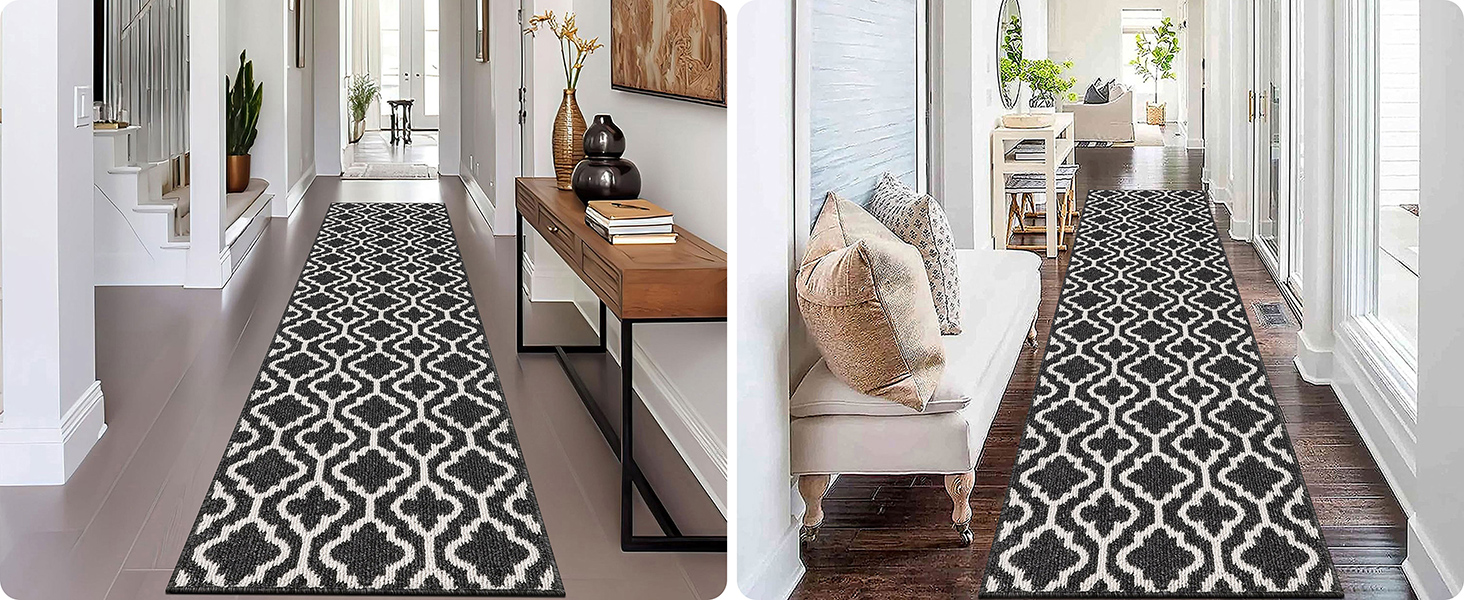 Придверний килимок SHACOS протибрудовий, протиковзкий, 60x240 см, чорний — для входу, коридору, тераси та саду, можна прати