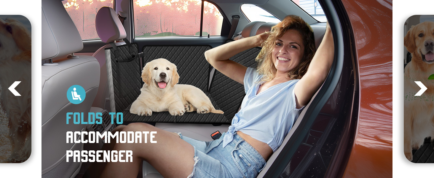 Waterproof Car Seat Cover for Dogs with Wood Board & Seat Belts - XXL Black