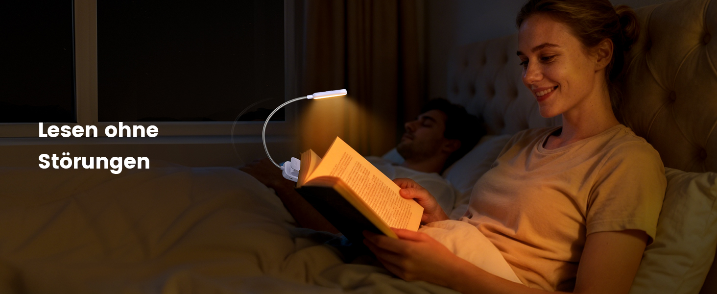 Світлодіодна лампа для читання Glocusent з прищіпкою, USB-аккумуляторна книга-лампа, 20 LED, 5 режимів кольорової температури та регулювання яскравості, гнучка на 360°, рожева