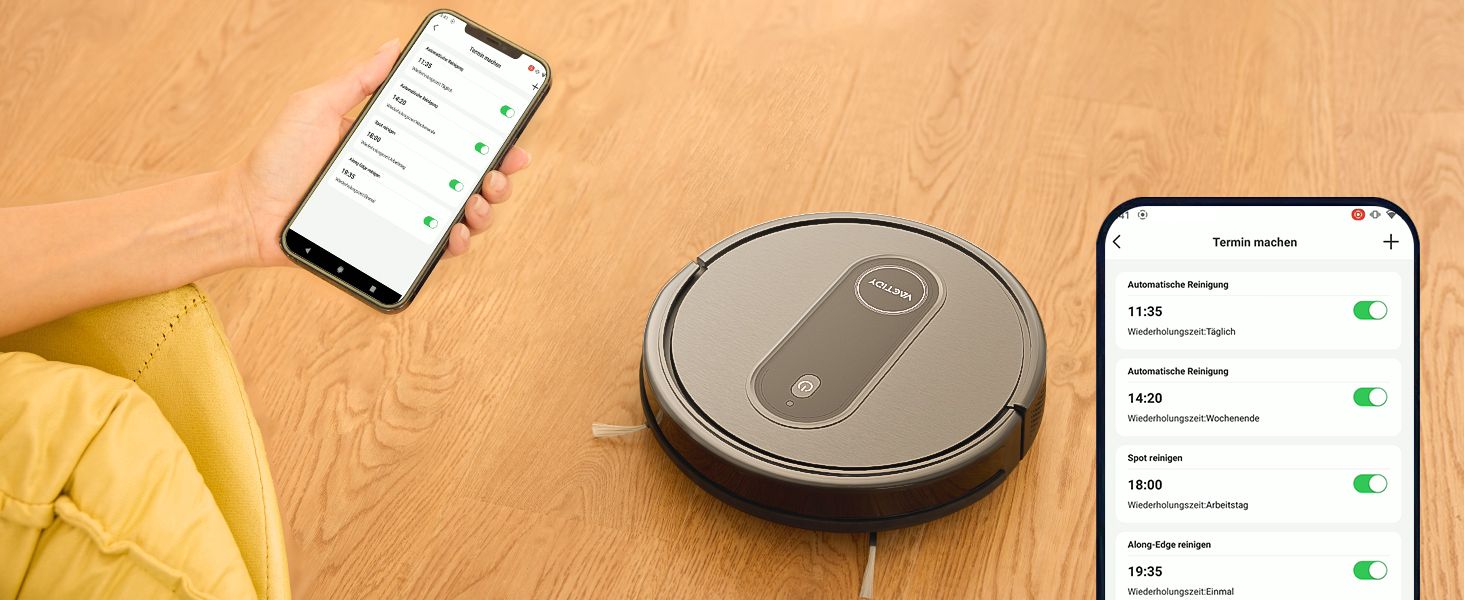 Робот-пилосос Vactidy Nimble T7 з функцією миття підлоги, потужність 2800Pa, час роботи 120 хвилин, керування через Alexa/App/Siri, для видалення шерсті тварин та прибирання килимів