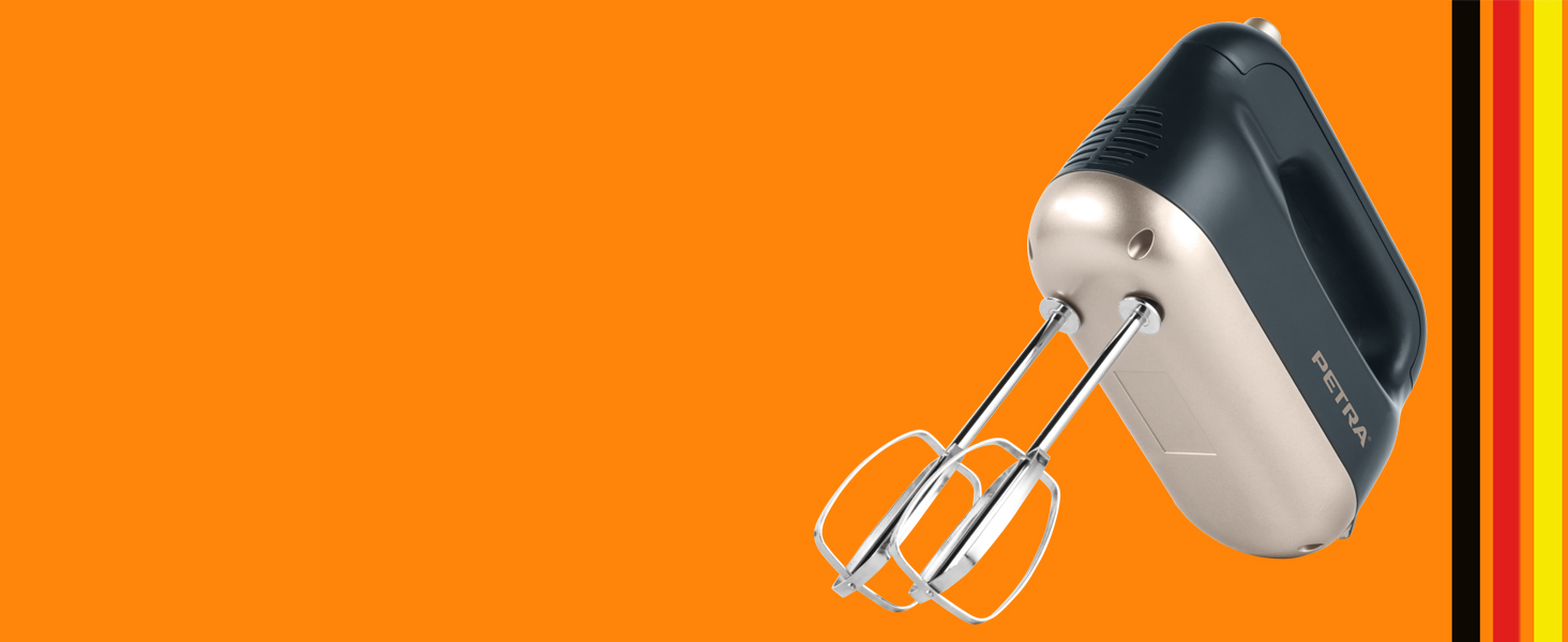 Ручний міксер Petra 300W з 5 швидкостями, турбо-функцією, гачками для тіста та вінчиками, сріблястого кольору