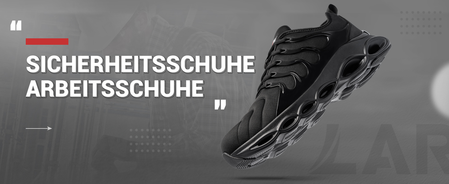 Чоловічі робочі черевики LARNMERN з металевим підноском, зручні, дихаючі, антипрокольні, легкі, модна модель, розміри 36-50 EU, чорний колір