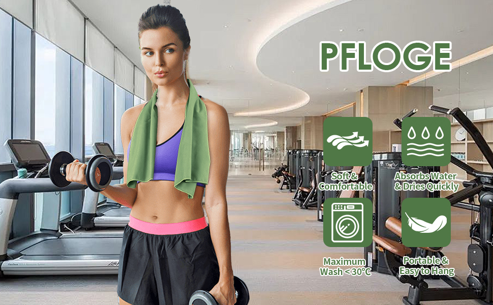 Набір з 3 рушників з мікрофібри, 180x80 см + 2 рушники 80x40 см, для фітнесу, сауни, пляжу, подорожей, темно-зелений