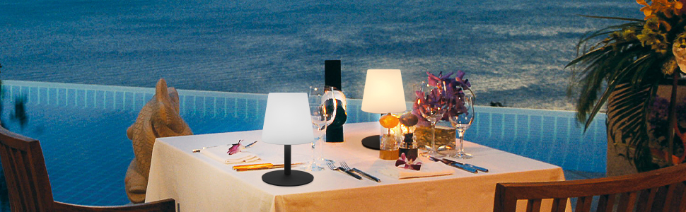 Акумуляторний LED настільний світильник Malux з димером, теплий/холодний білий (3000K/7500K), водонепроникний IP44 для дому та саду