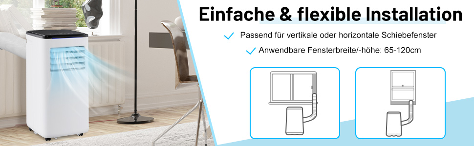 Мобільний кондиціонер COSTWAY 9000 BTU з витяжним шлангом: 4-в-1 (охолодження, вентилятор, обігрів, осушувач), з режимом сну, таймером 24 години, пультом дистанційного керування