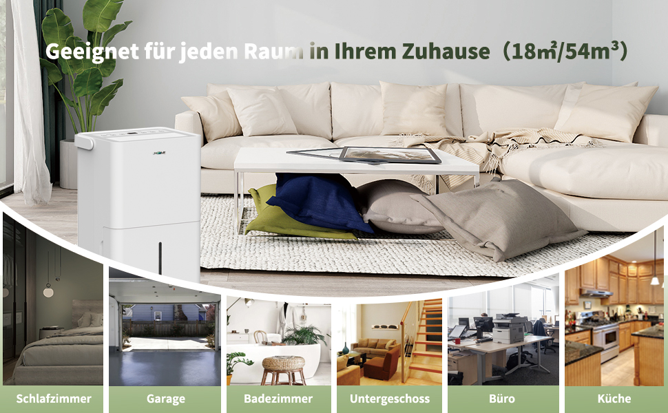 Електричний осушувач повітря Uhome 12L - 54м³, автоматичне вимкнення, сенсор вологості, режим сушіння білизни, фільтр з активованим вугіллям