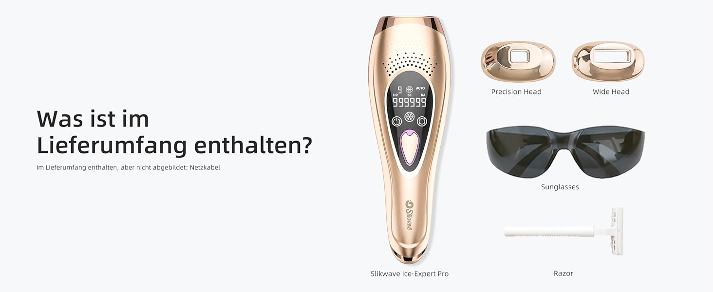 Пристрій для епіляції IPL з охолодженням 6°C, безболісна епіляція для тіла та обличчя, 999 900 імпульсів, 9 рівнів потужності, для тіла, обличчя, зони бікіні