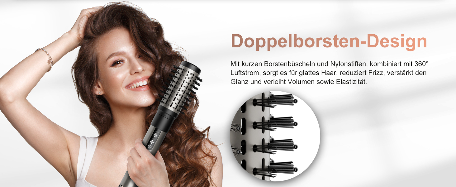 7MAGIC Airstyler 6-в-1: фен-щітка, плойка, завивка, іонізація, для волосся, подорожей, сріблястий