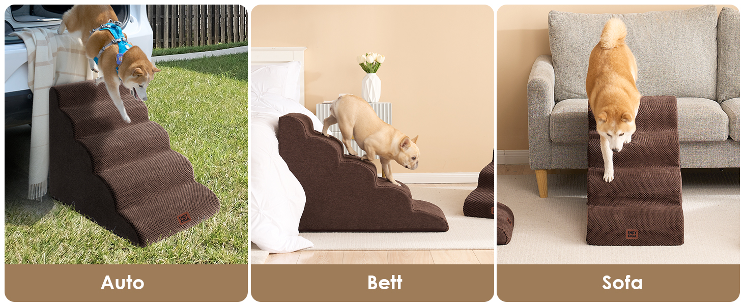 Сходинки для собак EHEYCIGA: компактні, 40 см, для маленьких собак, 3 сходинки, з миючим покриттям, сірі (T 72 x B 40 x H 50 см, коричневі)