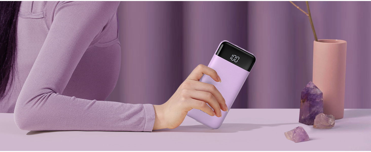 Power Bank Charmast 10000mAh з 6 виходами, USB-C, LED-дисплеєм, 4 кабелями, блакитний