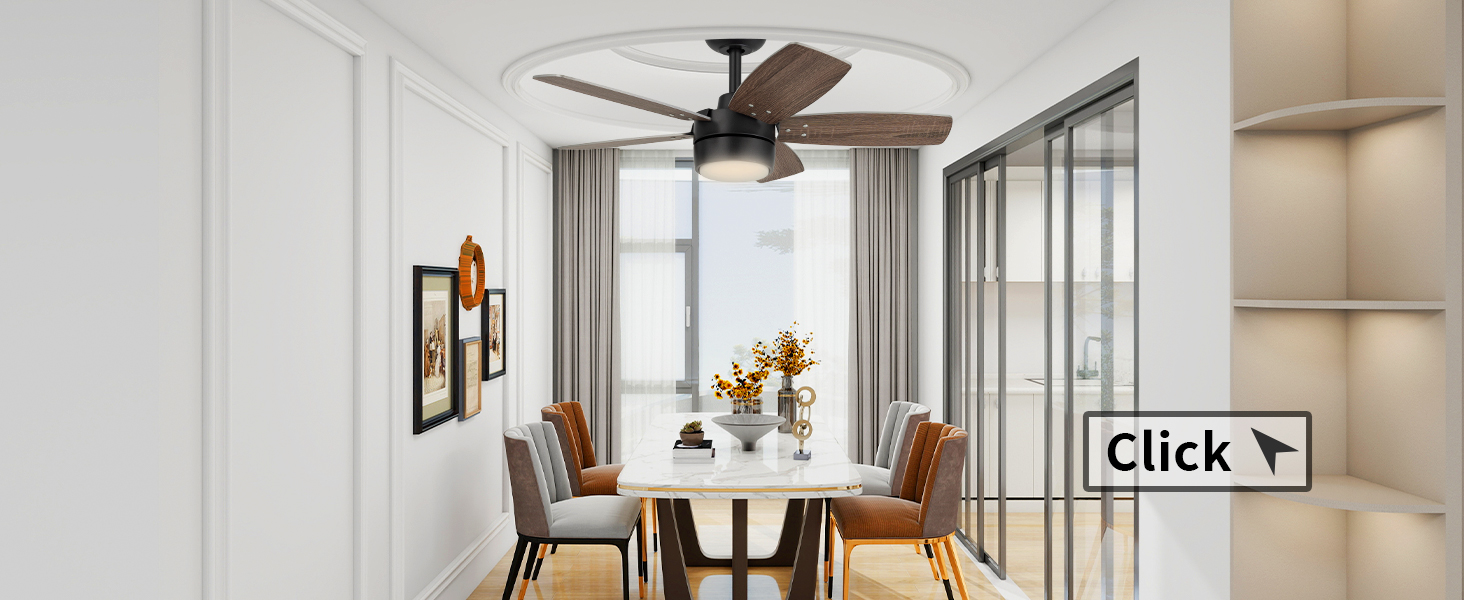 Стеляний вентилятор для маленьких кімнат: сучасний вентилятор з регульованим світлом та пультом керування – реверсивний, тихий з 6 швидкостями для маленьких спалень - 230V (Бронза+волоський горіх, 91 см)