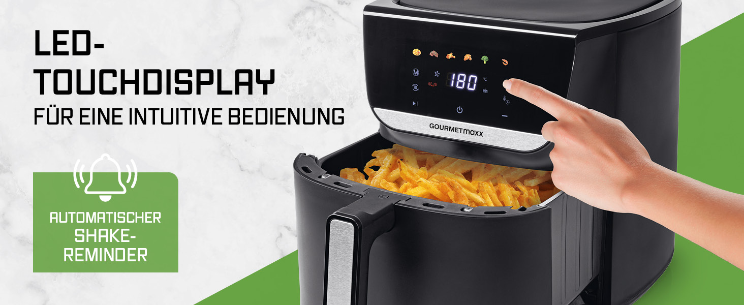 Фритюрниця повітряна Gourmetmaxx AirGenius 9 л з 2 відсіками | 8 програм | Мульти-кухня для 8 осіб | Сенсорний дисплей