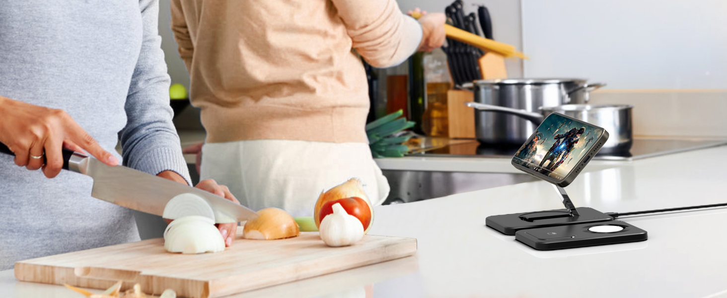 Зарядний пристрій GEEKERA MagSafe 3-в-1: для Apple Watch, iPhone та AirPods (чорний)