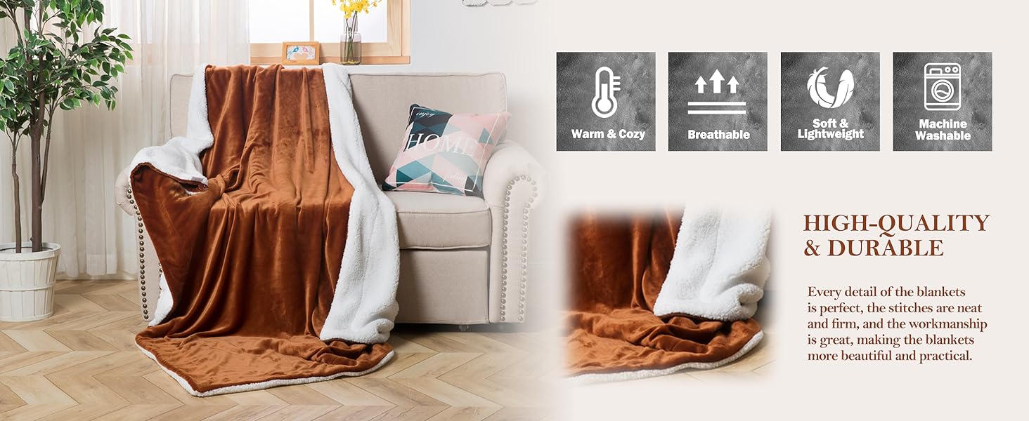 Плед з Sherpa, темно-сірий, двосторонній, 150 x 200 см | Плед для дивана та вітальні