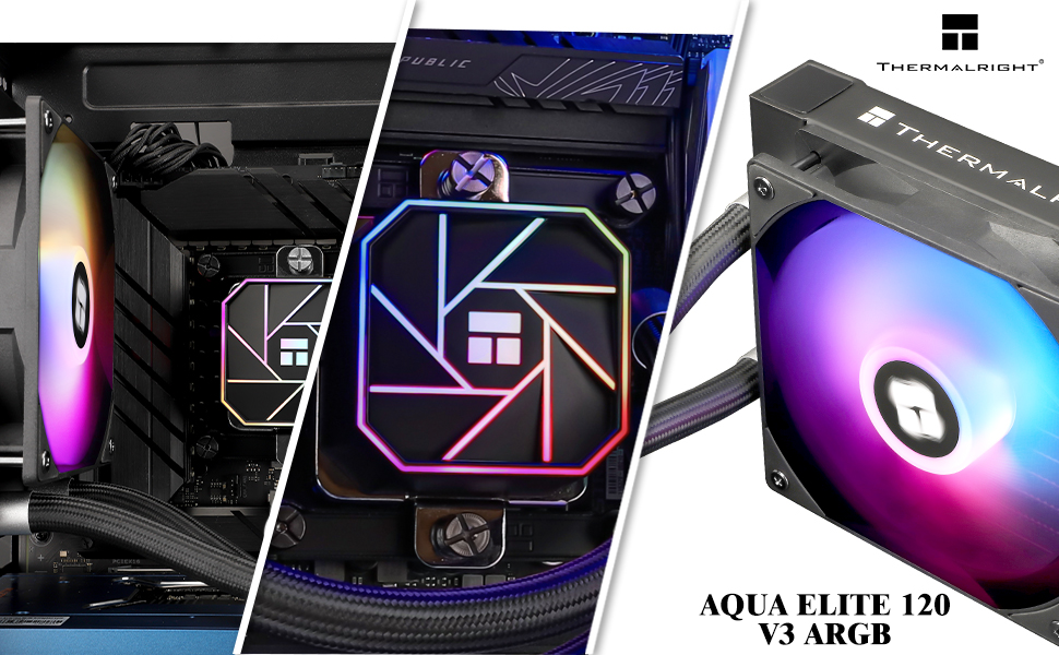 Thermalright AQUA ELITE 120 V3: Рідинний кулер для CPU з помпою та вентилятором TL-C12B-S V2 (PWM), сумісний з AMD/Intel