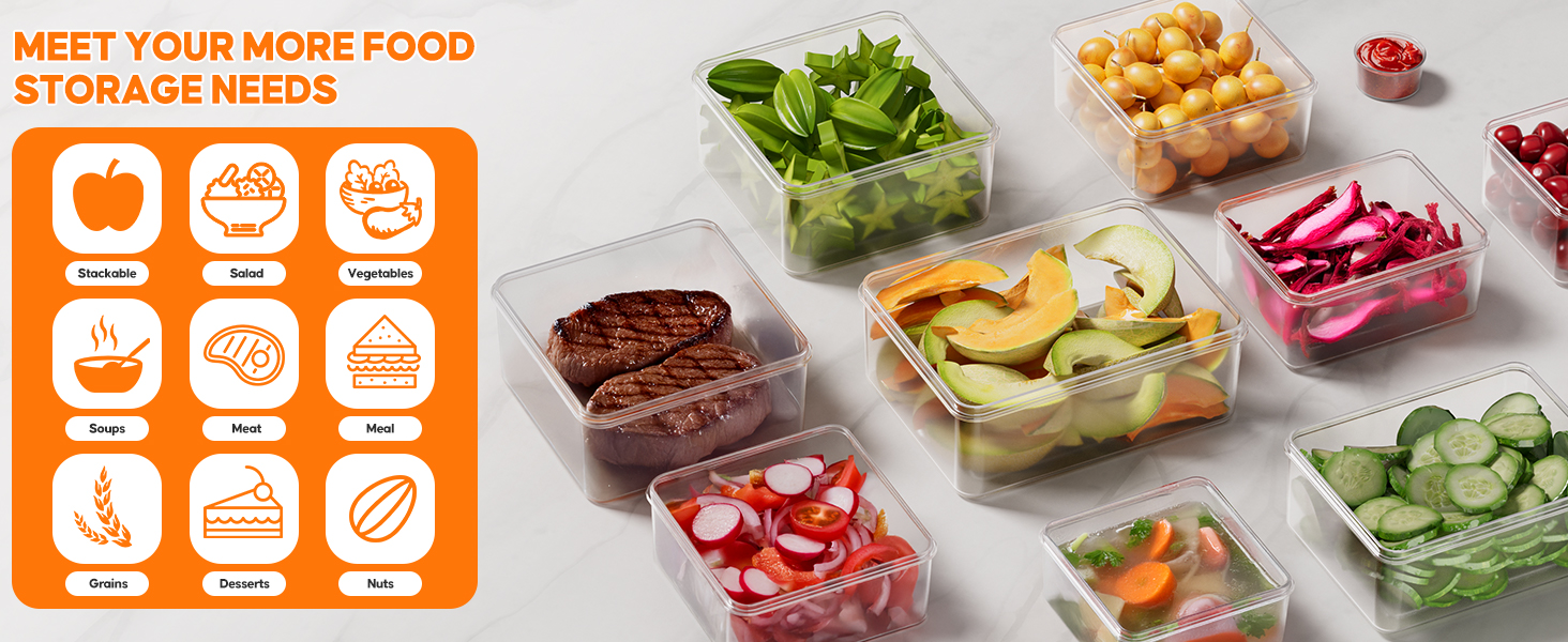 Набір контейнерів для зберігання продуктів з кришкою, 30 шт. (15 контейнерів + 15 кришок), набір харчових контейнерів, не протікають, BPA-free, для Meal Prep