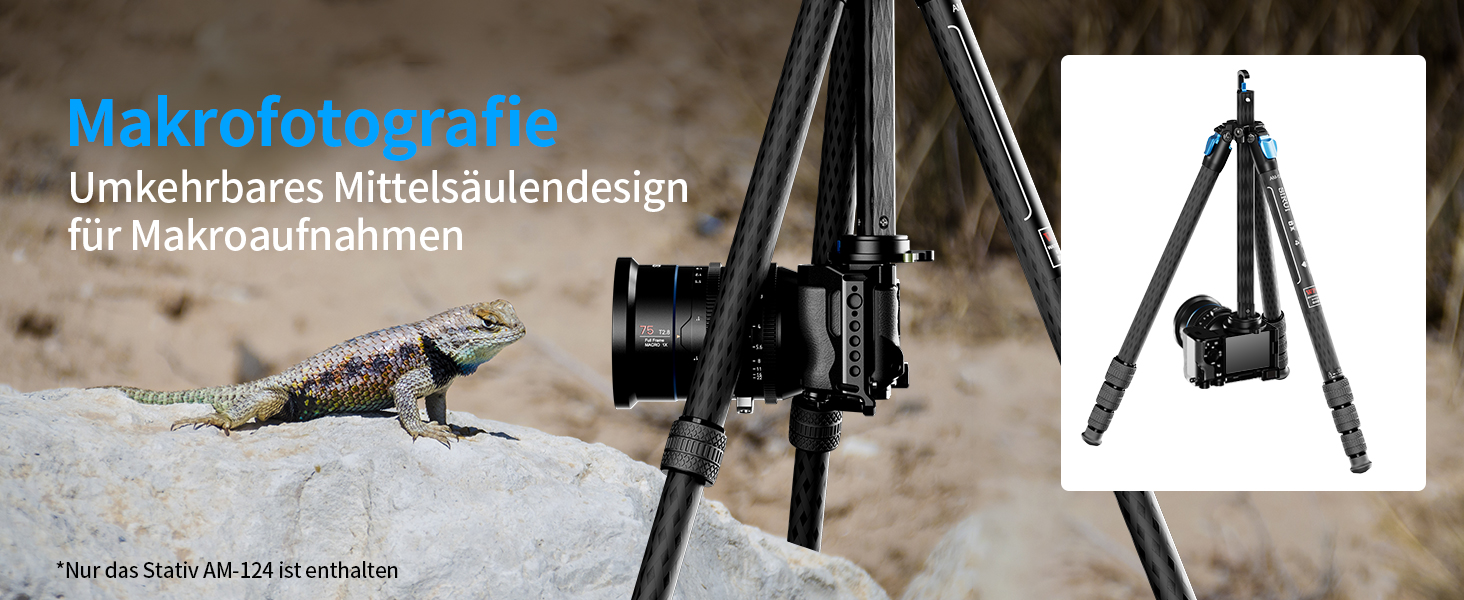 Штатив SIRUI AM124 з кульковою головкою AM01, карбоновий, для камери, легкий, туристичний, водонепроникний, 159 см, навантаження 12 кг