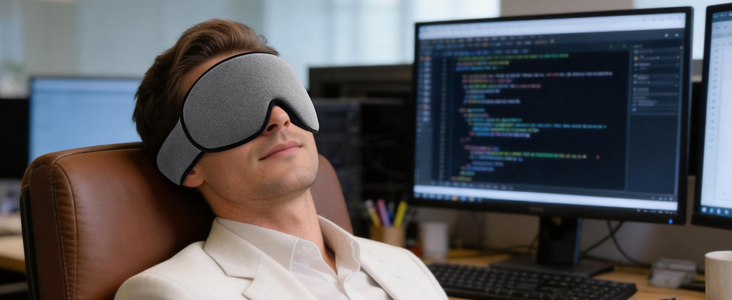 Маска для сну INNELO 3D з повним блокуванням світла та захистом слуху, ультрам'яка для чутливих очей, для чоловіків та жінок, сіра