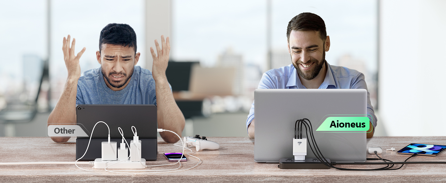 Багатопортовий зарядний пристрій Aioneus USB-C 40W з 4 портами (USB-C та USB-A) для iPhone, Samsung та інших телефонів, білий