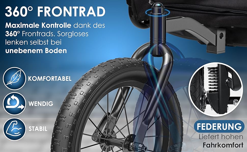 KESSER® Візок для собак Боксер 3-в-1: візок, буксир для велосипеда та лежак. Великий об'єм 240 літрів, амортизація, поворотне переднє колесо 360°, матеріал 600D Oxford Canvas, SmartSpace, вантажопідйомність 40 кг, зелений