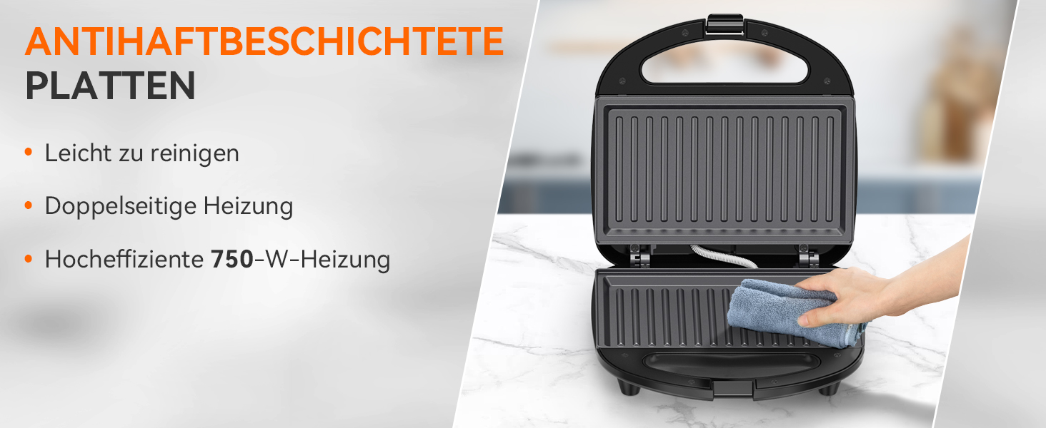 Вафельниця Snailar 750W з антипригарним покриттям, 2 вафельні пластини, для приготування бельгійських вафель