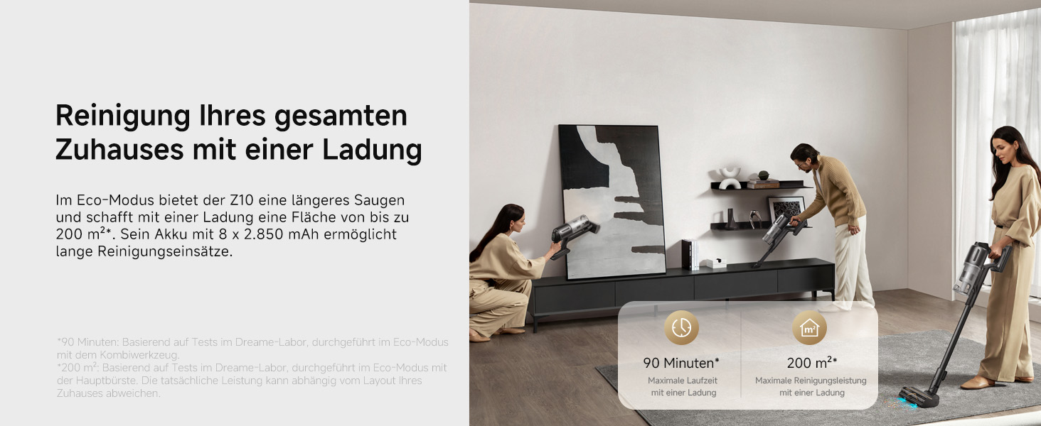 Dreame Z10 - Бездротовий пилосос з потужністю 190AW, LED-дисплеєм та функцією розпізнавання бруду, синій LED, для прибирання дому, шерсті тварин та килимів