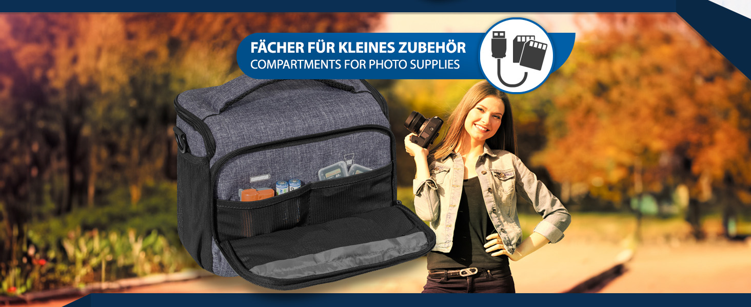 Сумка для фотоапарата Pedea: DSLR/SLR, системні камери, XL, сіра, з дощем, для аксесуарів та об'єктивів