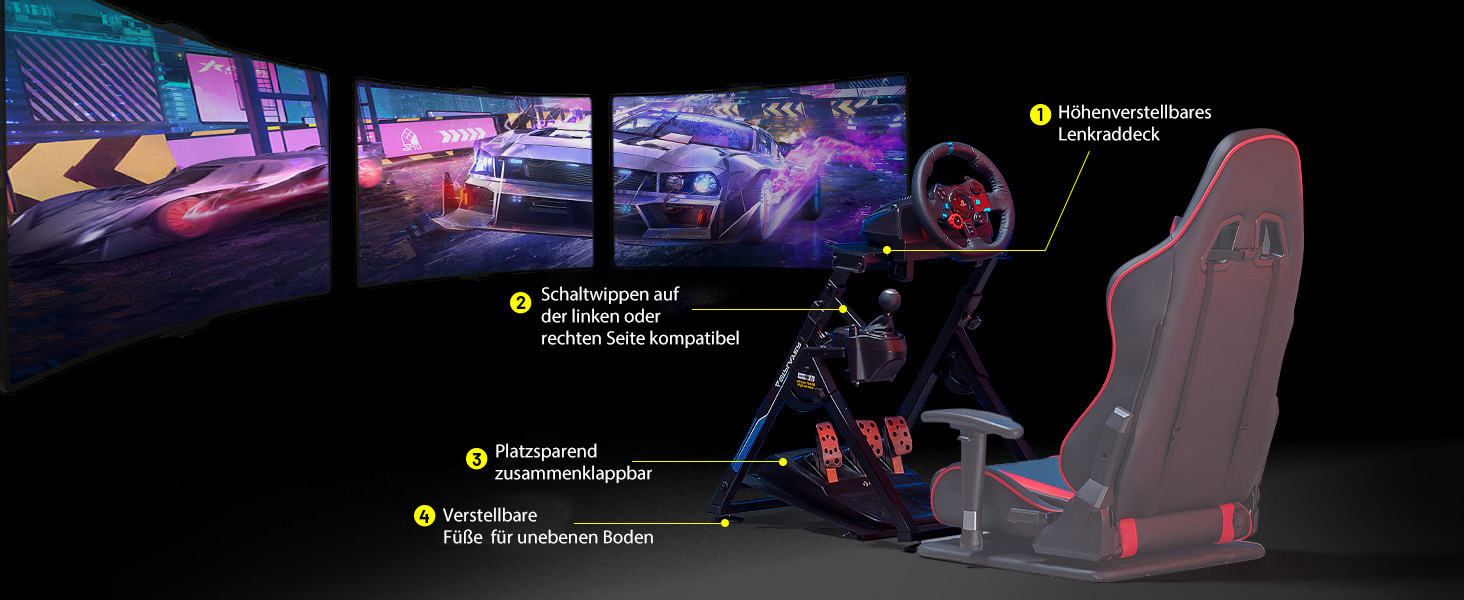 Підставка для керма GTPLAYER для гоночних ігор PS4, Xbox, PC - з кріпленням для перемикача передач (Помаранчевий)
