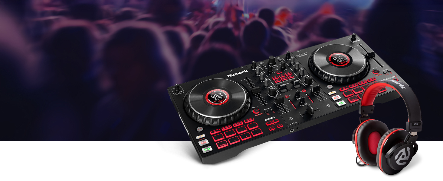 DJ контролер Numark NS4FX: 4 канали, Touch-Jogwheels, Pads, ефекти, Serato DJ Lite, чорний