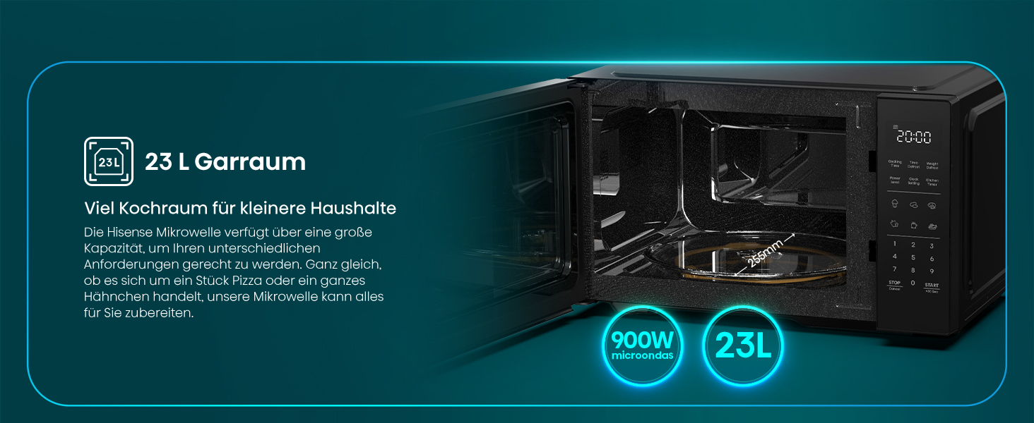 Мікрохвильова піч Hisense H20MOBS4HI 23 л з InverterTech, керамічним покриттям та цифровим керуванням