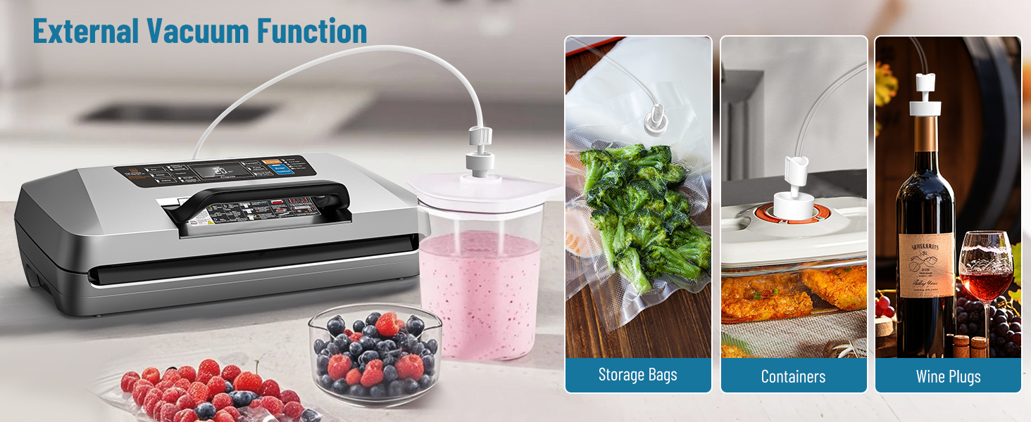 Професійний вакуумний пакувальник DXstring Vakuumiergerät Profi: 12 функцій, 95kPa, подвійний шов, для продуктів харчування
