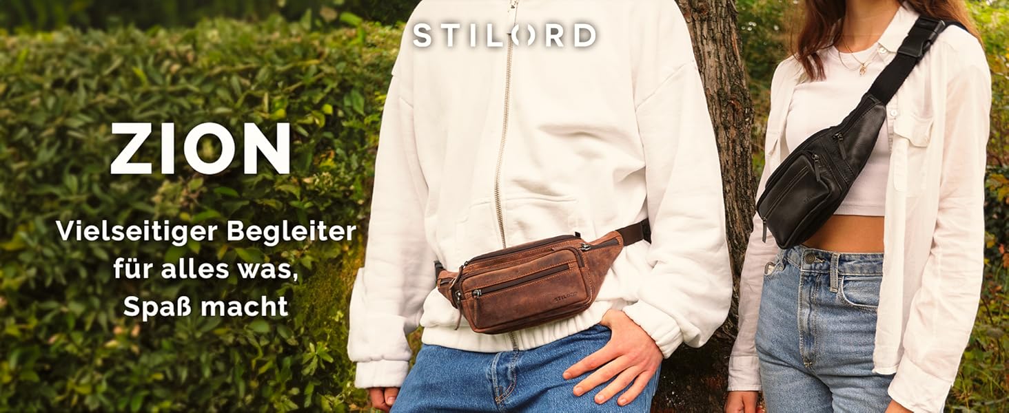 STILORD 'Zion' сумка на пояс з натуральної шкіри, через плече, на груди - чоловіча/жіноча, для фестивалів, чорна Obsidian, шкіряна