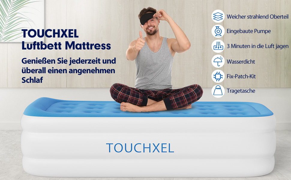 Надувний матрац односпальний з електричним насосом (Чорний)